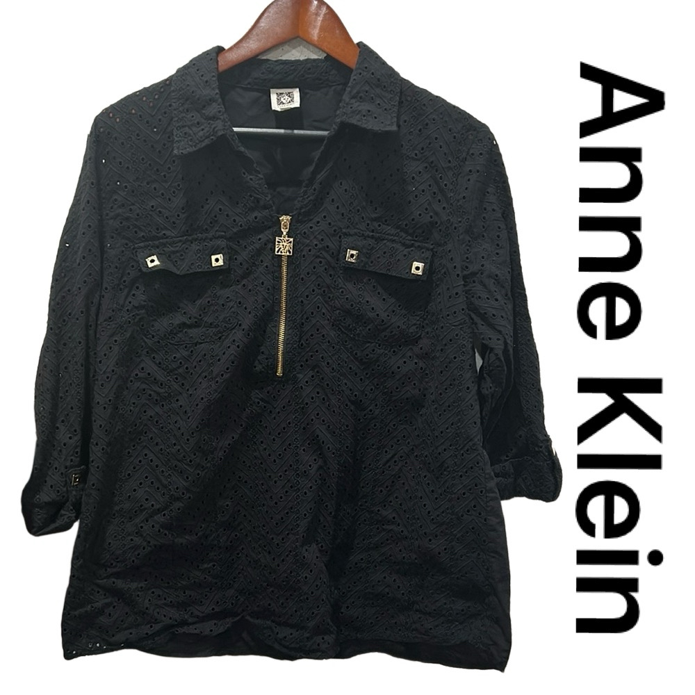 Anne Klein black & gold blouse sizeXL GUC..
